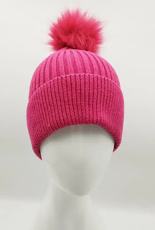 Strickmütze Pink Mit Plüschbommel | Winterwärmer - Bild 4