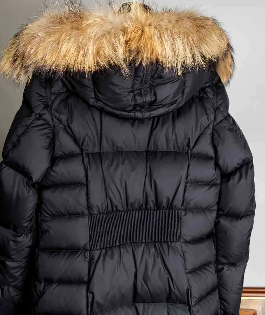 Mantel Jacke Parajumpers Damen-Daunenparka mit Fellkapuze, Schwarz, Gr. L Winter – Bild 5