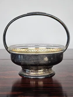 Vintage ES Messingkorb mit Galseinsatz - Durchmesser ca. 18,5 cm  - Bild 1