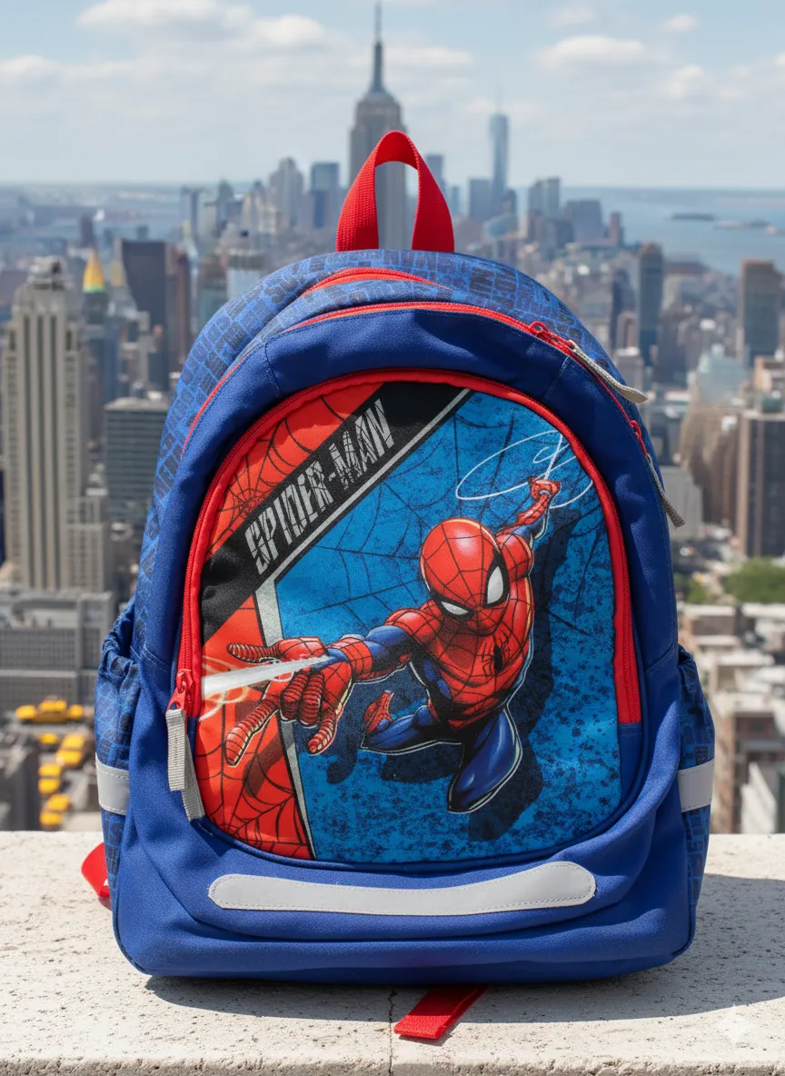 Kinder-Rucksack Spider-Man – Blau/Rot mit großem Frontmotiv, 2 Fächer - Bild 1