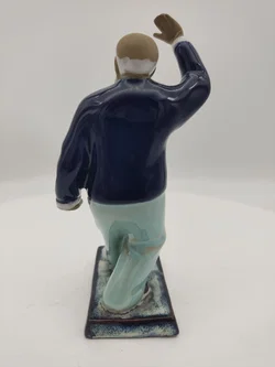  Keramikfigur Tai Chi Meister, Chinesische Handgefertigte Kampfkunst, Wanjiang Kunst Mudman Glasur ca. 1950-1960  – Vorschau 3