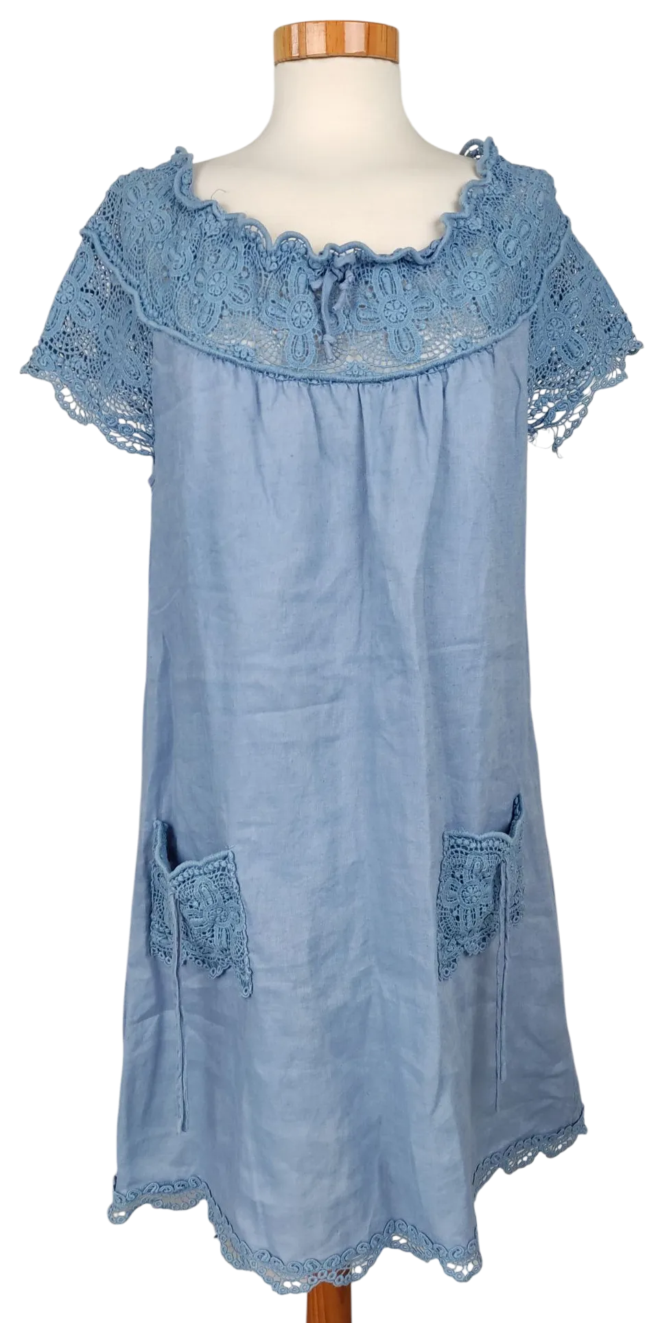 collette Damen Leinenkleid, blau - Gr. S  - Bild 1