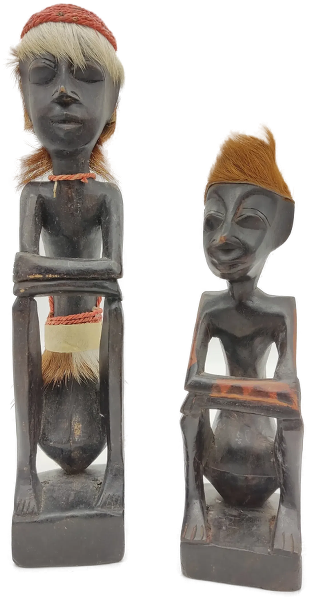Afrikanische Holzfiguren hockend 2 Stück - Bild 1