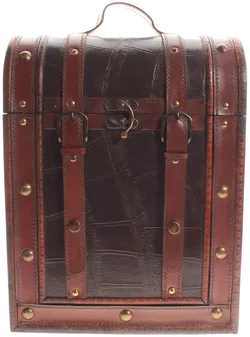 Vintage Holz Schatztruhe – Weinkiste aus Holz – Weinverpackung für 3 Flaschen – Deko Truhe - Bild 2