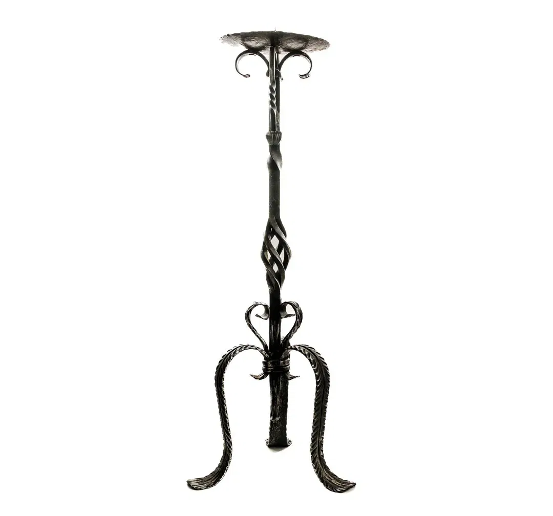 Antik-Schwarzer Kerzenständer aus Gusseisen, handgeschmiedet ca. 75 cm - Bild 4