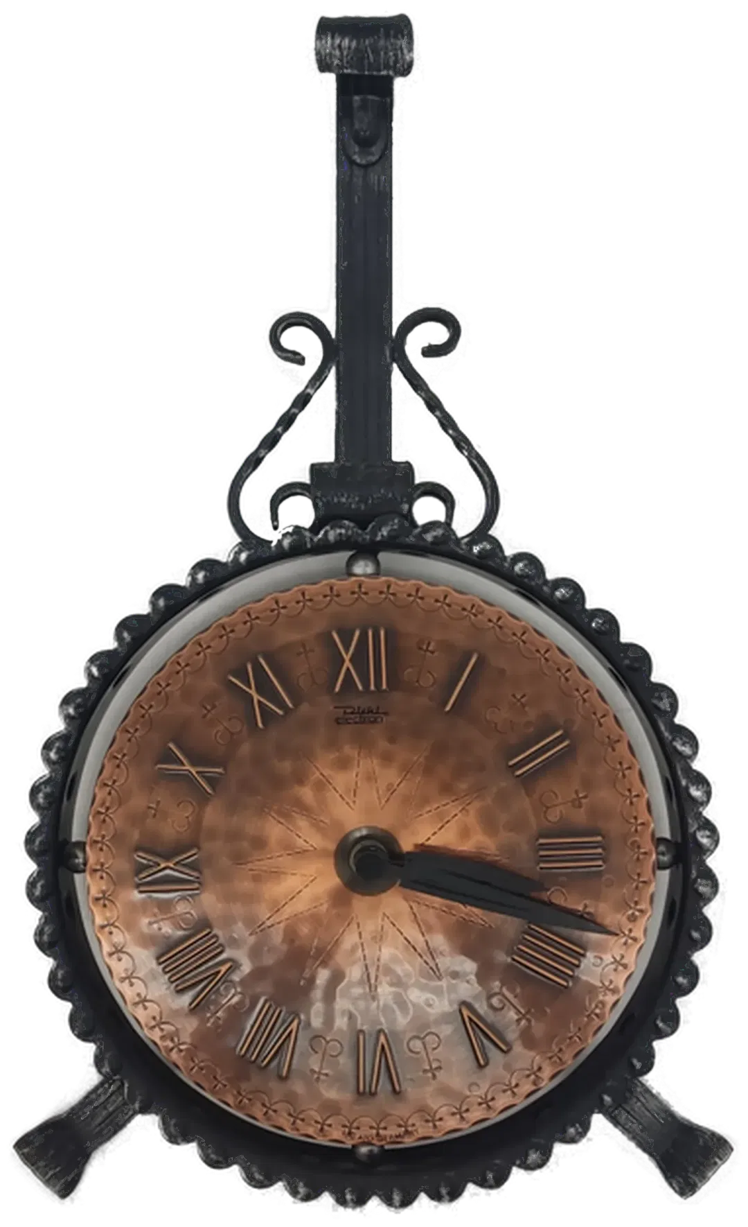 DIEHL Electron Wanduhr aus Gusseisen mit Ziffernblatt aus Kupfer, Höhe 40cm - Bild 1
