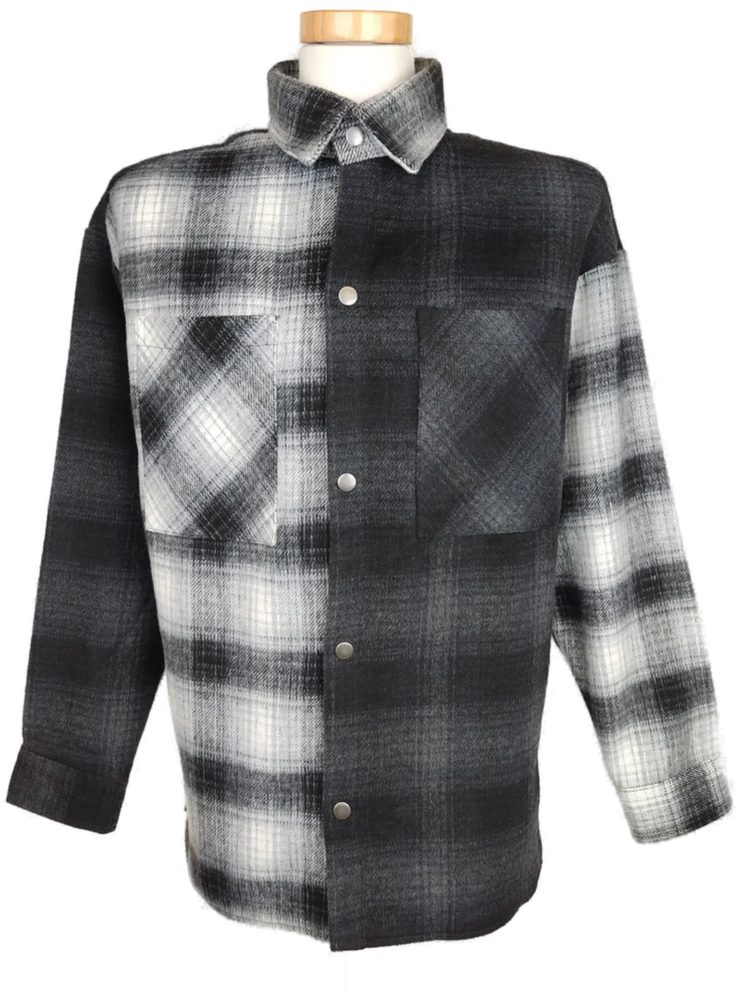Jack & Jones Herren Hemdjacke schwarz/grau/weiß kariert - S/46 - Bild 1