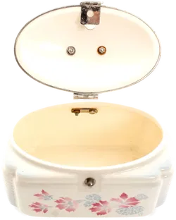 Vintage Porzellandose mit Metallverschluss & Henkel – Blumenmotiv – 39 × 12 × 12 cm - Bild 3