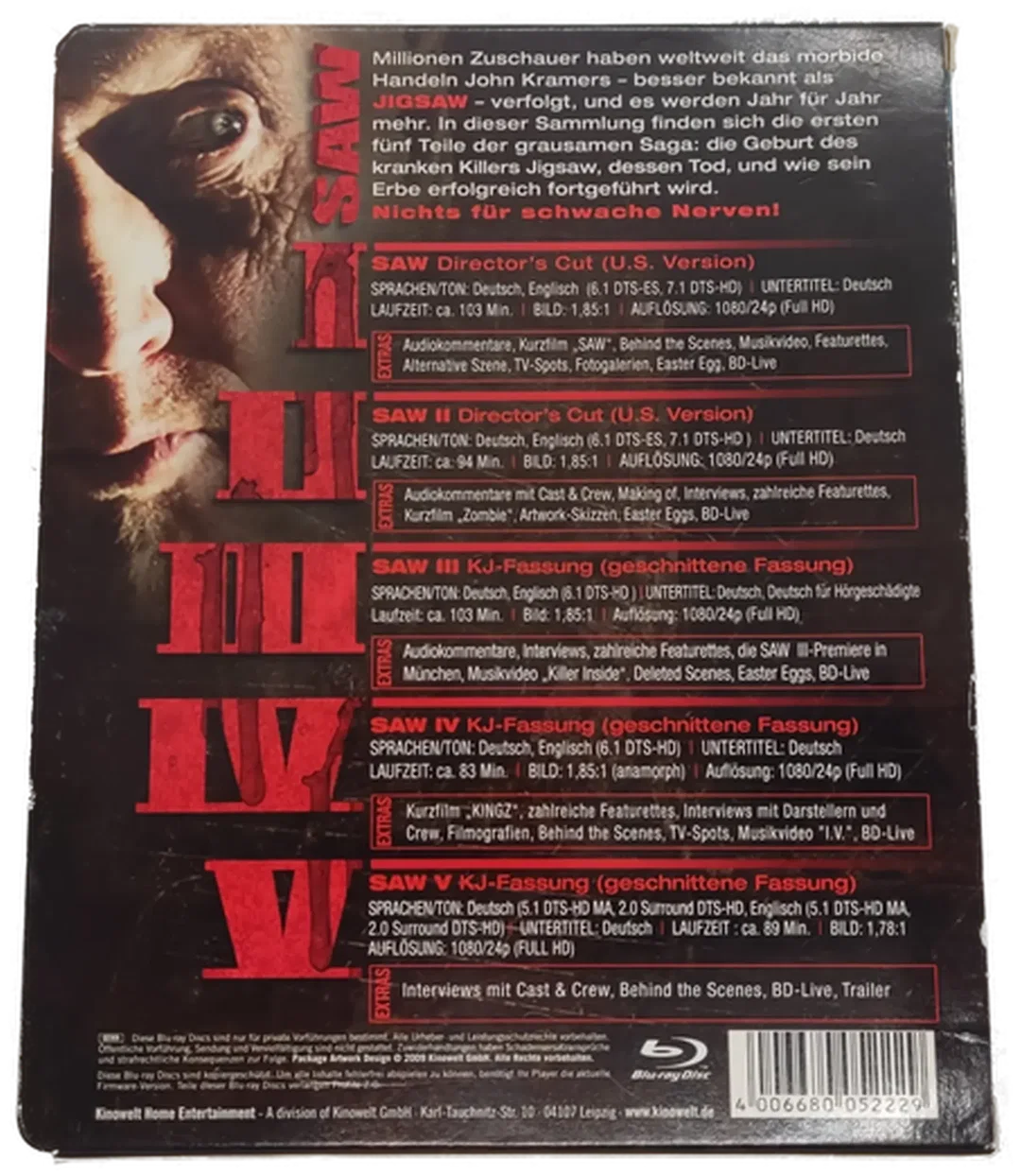 Blu-ray 5 Disc's SAW I-V Collection – Bild 3