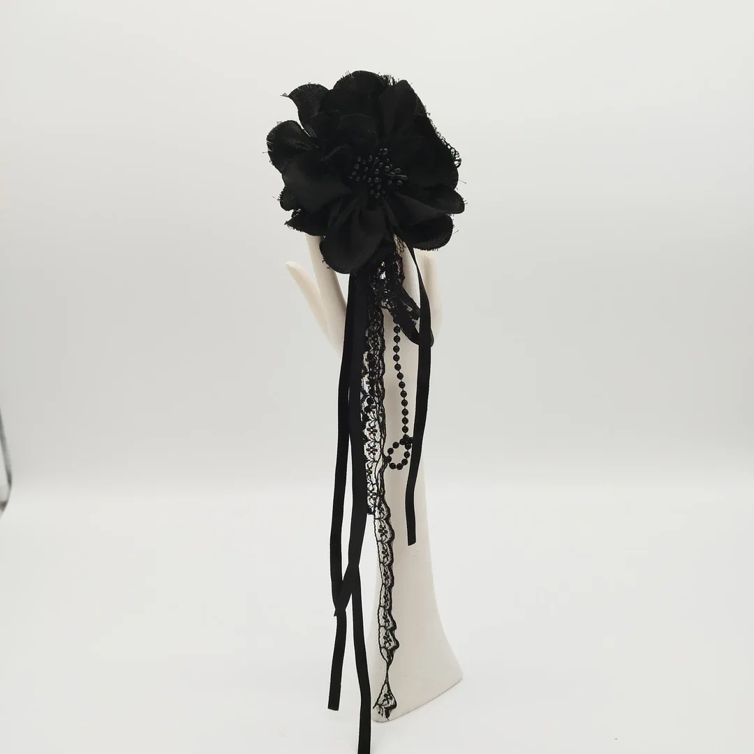 Schwarze Blumen-Brosche - ca. 37cm insgesamt  - Bild 4