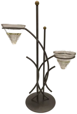 Kerzenständer, Teelichthalter , silber/Glas - Bild 1