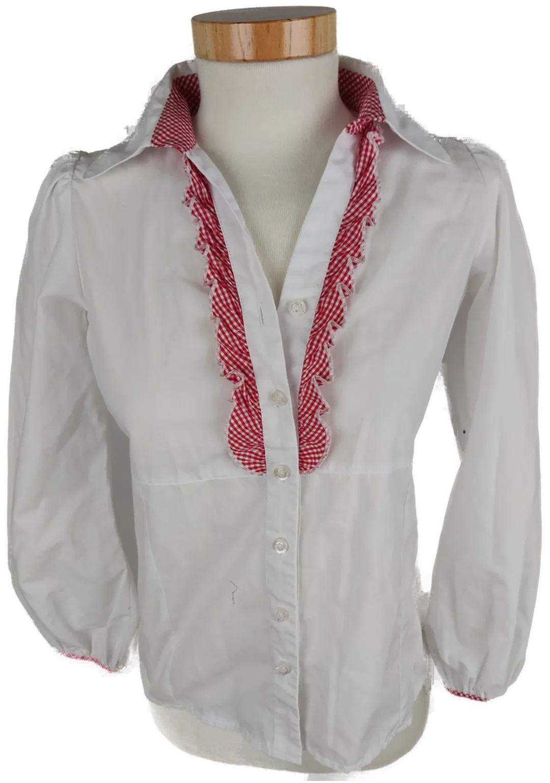 Bluse "Alpin de luxe", langarm mit Kragen, weiß, Größe 146/152 – Bild 1