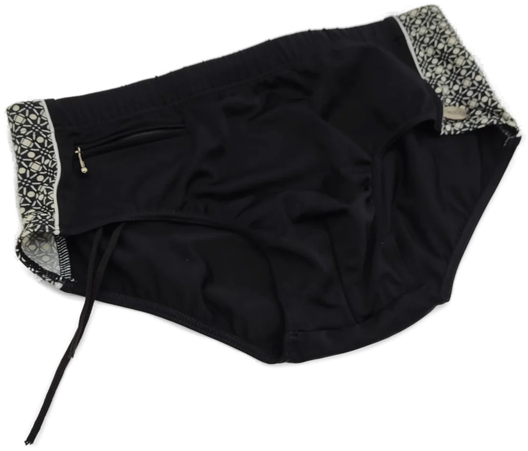 Badehose "fashy", schwarz/gemustert mit Kordel und Zipptasche, Größe M – Bild 1