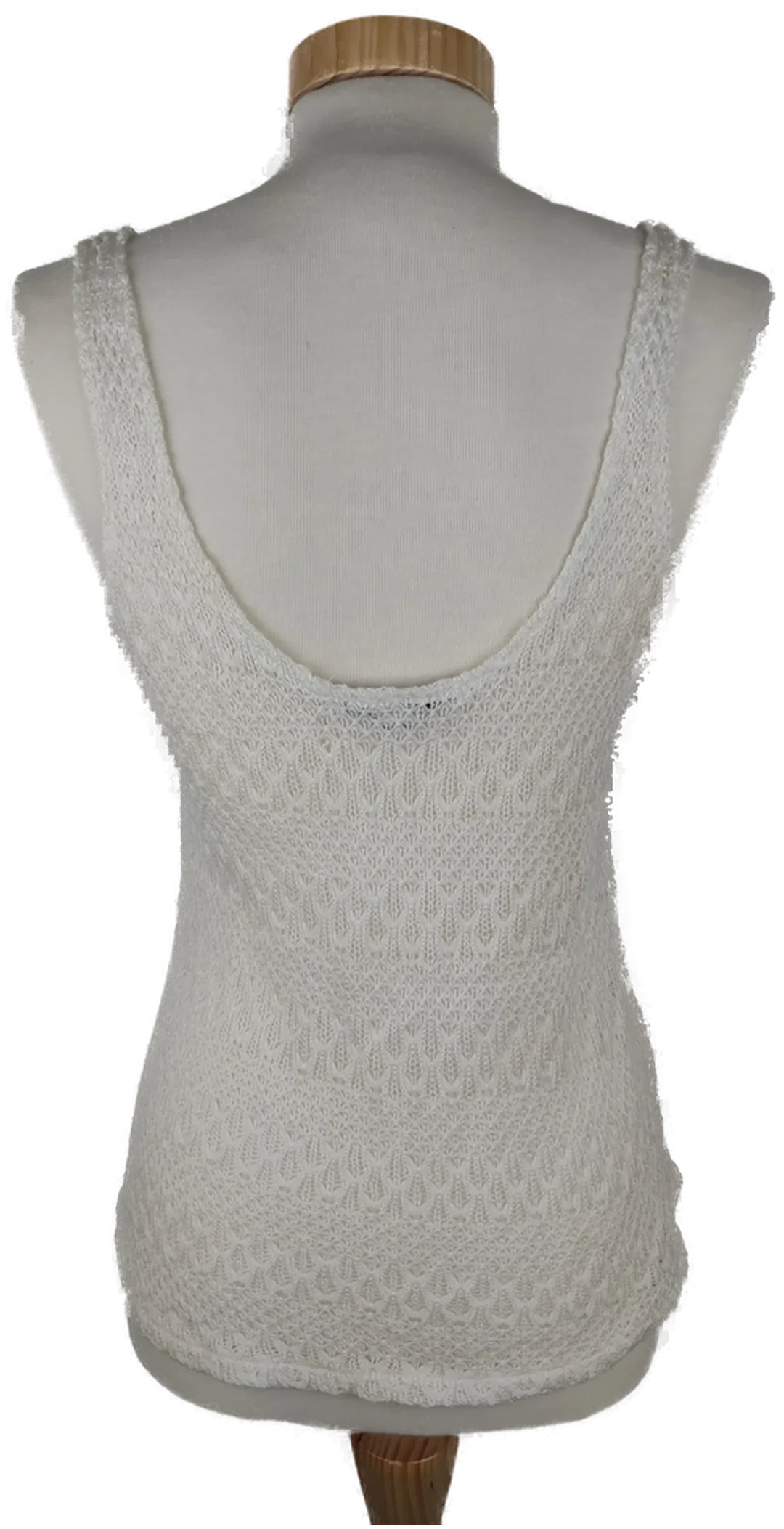Top "Tally Weijl", ärmellos mit Rundhalsausschnitt, gestrickt, weiß mit Aufdruck, Größe XS – Bild 3
