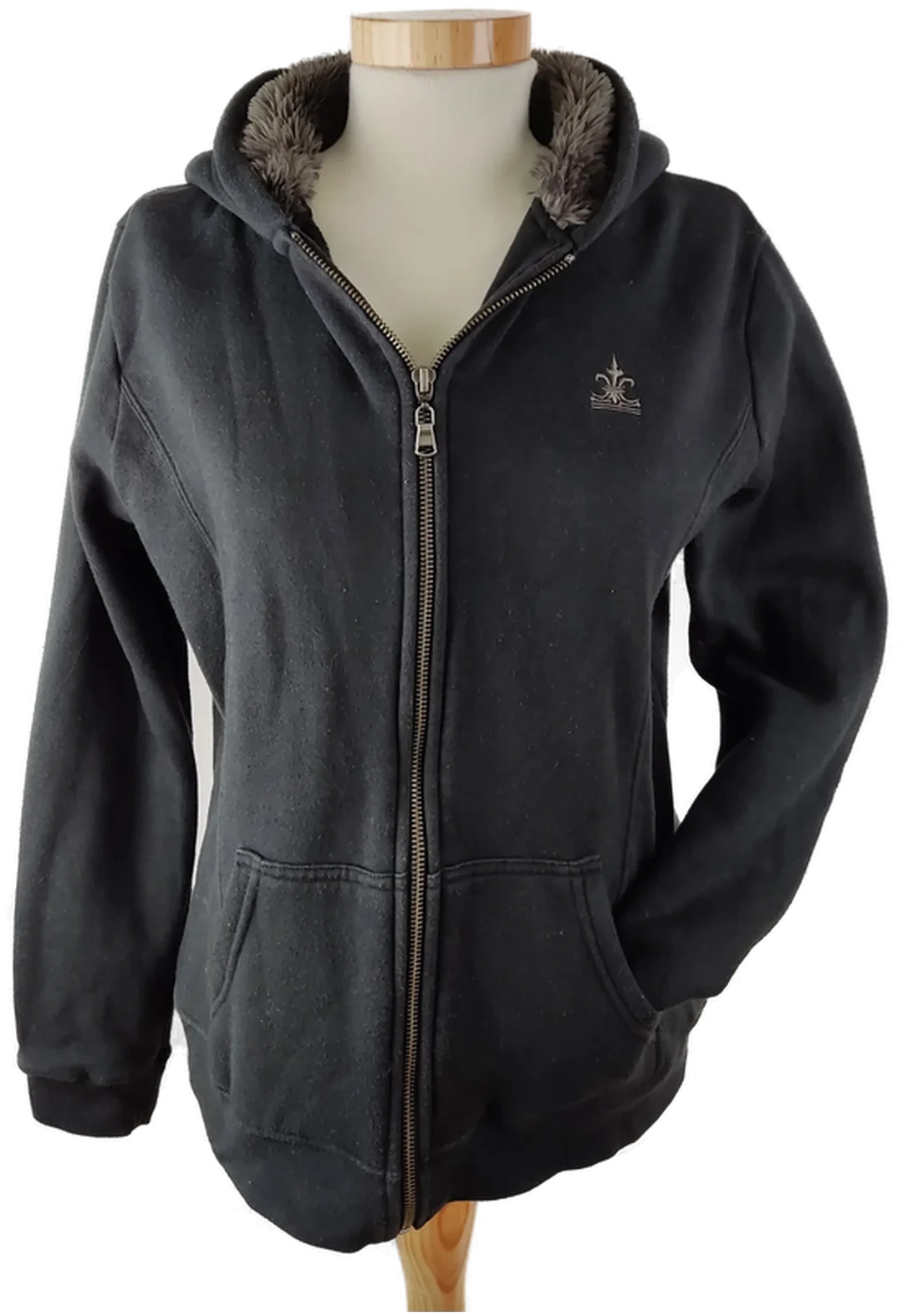 Weste 'Casa Blanca', langarm mit Kapuze, schwarz mit Taschen, Größe M - Bild 1