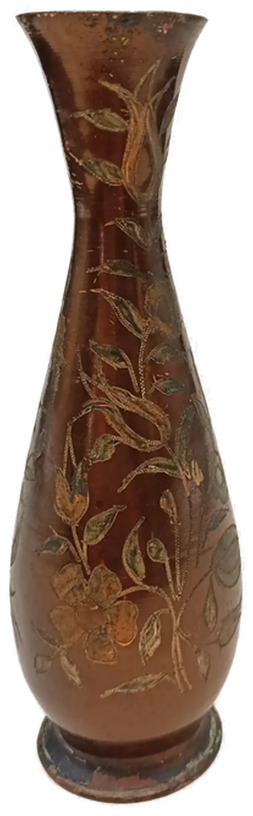 Vintage Kupfer-Vase mit floraler Gravur – Handgearbeitete Metallvase – Bild 5
