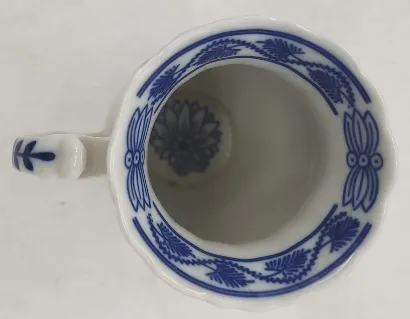 Karlovy Vary Porzellan/Keramik Krug Zwiebelmuster blau/weiß Höhe ca 11,8cm – Bild 5
