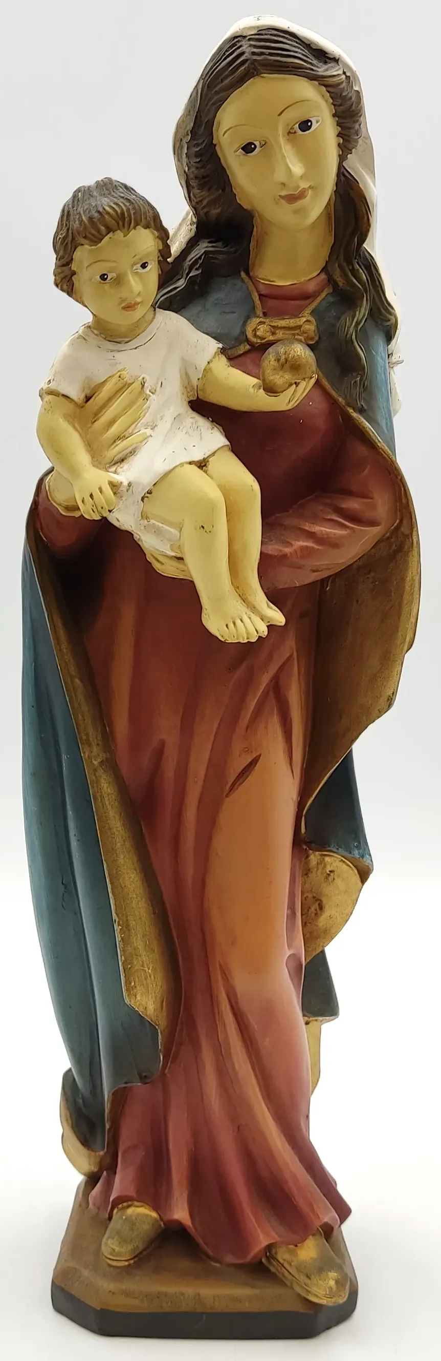 Vintage traditionelle Muttergottes Statue mit Jesukind – handgefertigt aus Holz - Bild 2