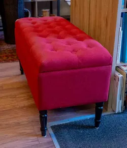 Polster-Sitztruhe, Rot, Chesterfield-Steppung, 90x40 cm, Stauraum - Bild 3