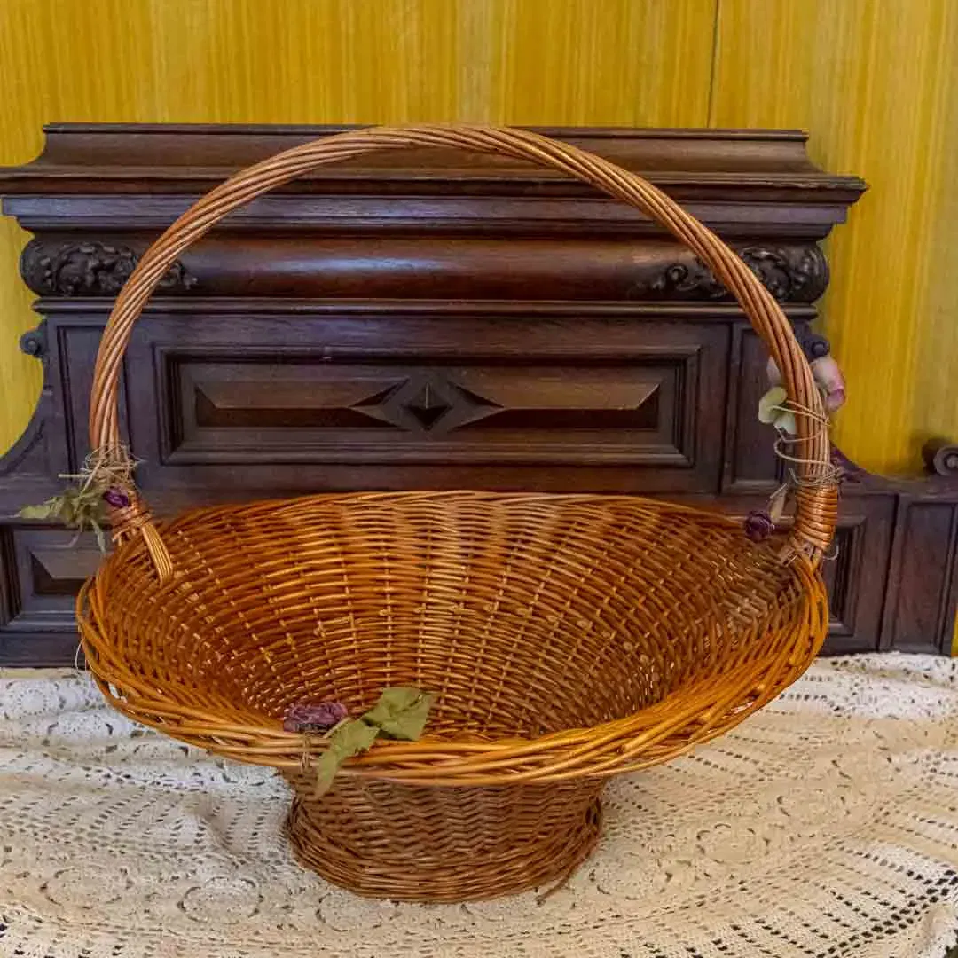 Großer Weidenkorb mit Henkel, Ø 54 cm, XXL Dekokorb, Naturgeflecht - Bild 1