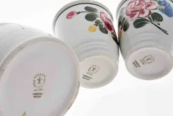 LILIEN PORZELLAN Handgemalter Krug mit 2 Tassen mit Blumenmotiv - Bild 3