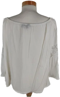 Bluse "page one", dreiviertelarm mit Rundhalsausschnitt, weiß mit Spitze, Größe 42 – Vorschau 4