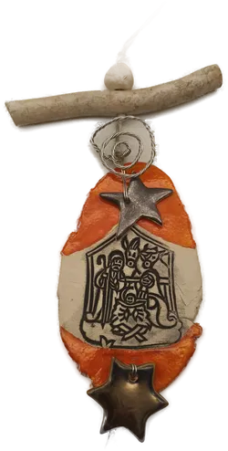 Deko Weihnachten, Keramik orange - Bild 1