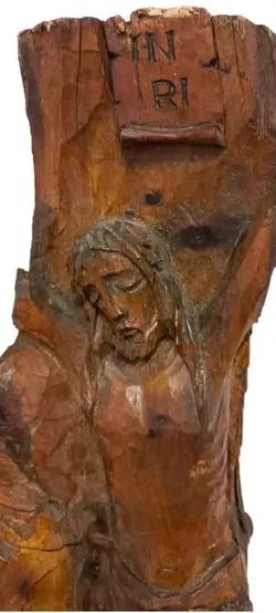 Handgeschnitzter Jesus am Kreuz – Rustikale Holzskulptur 62 cm Unikat - Bild 1