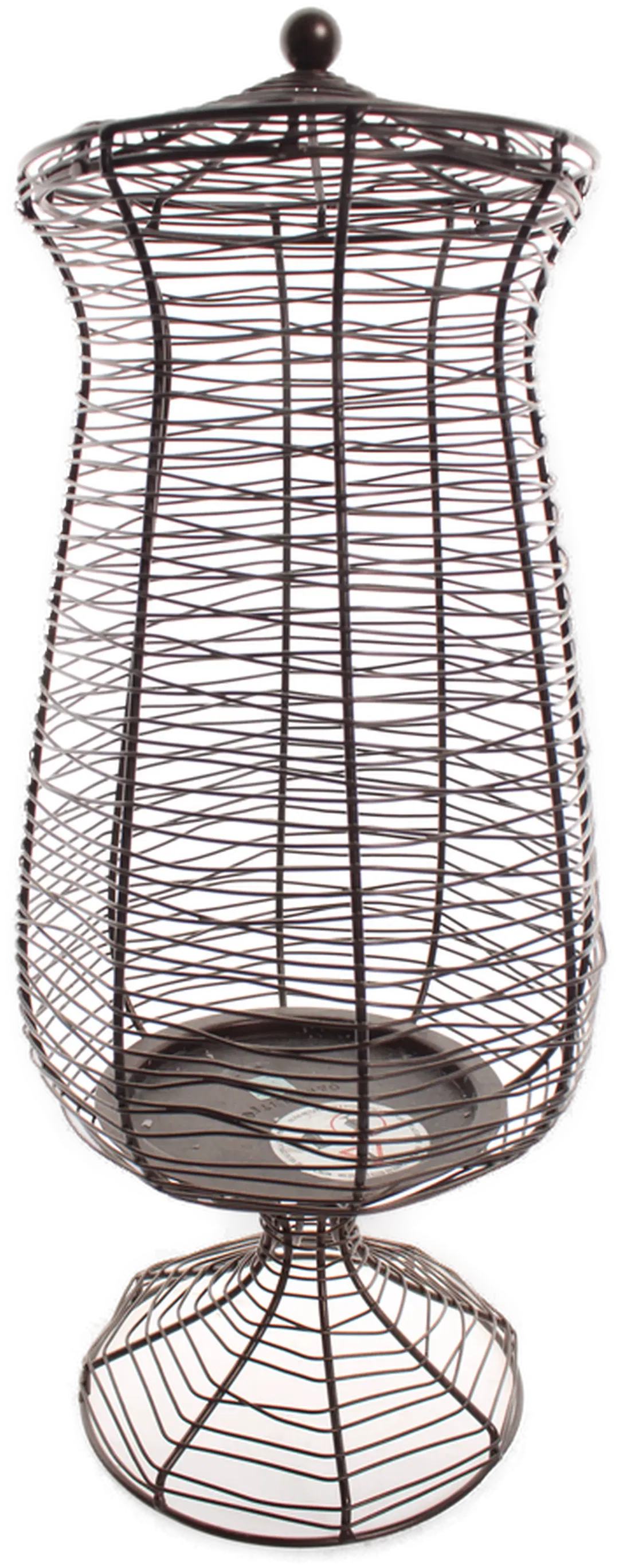 Großer Drahtkorb mit Deckel auf Fuß – Höhe ca. 45 cm, Metallgeflecht - Bild 4