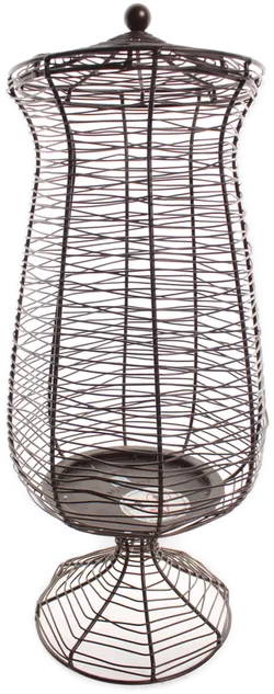 Großer Drahtkorb mit Deckel auf Fuß – Höhe ca. 45 cm, Metallgeflecht - Bild 1