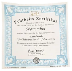 Sammelteller „Kindheitsfreuden der Jahreszeiten“ von M.I. Hummel - November (Teller A 1141) – Vorschau 3