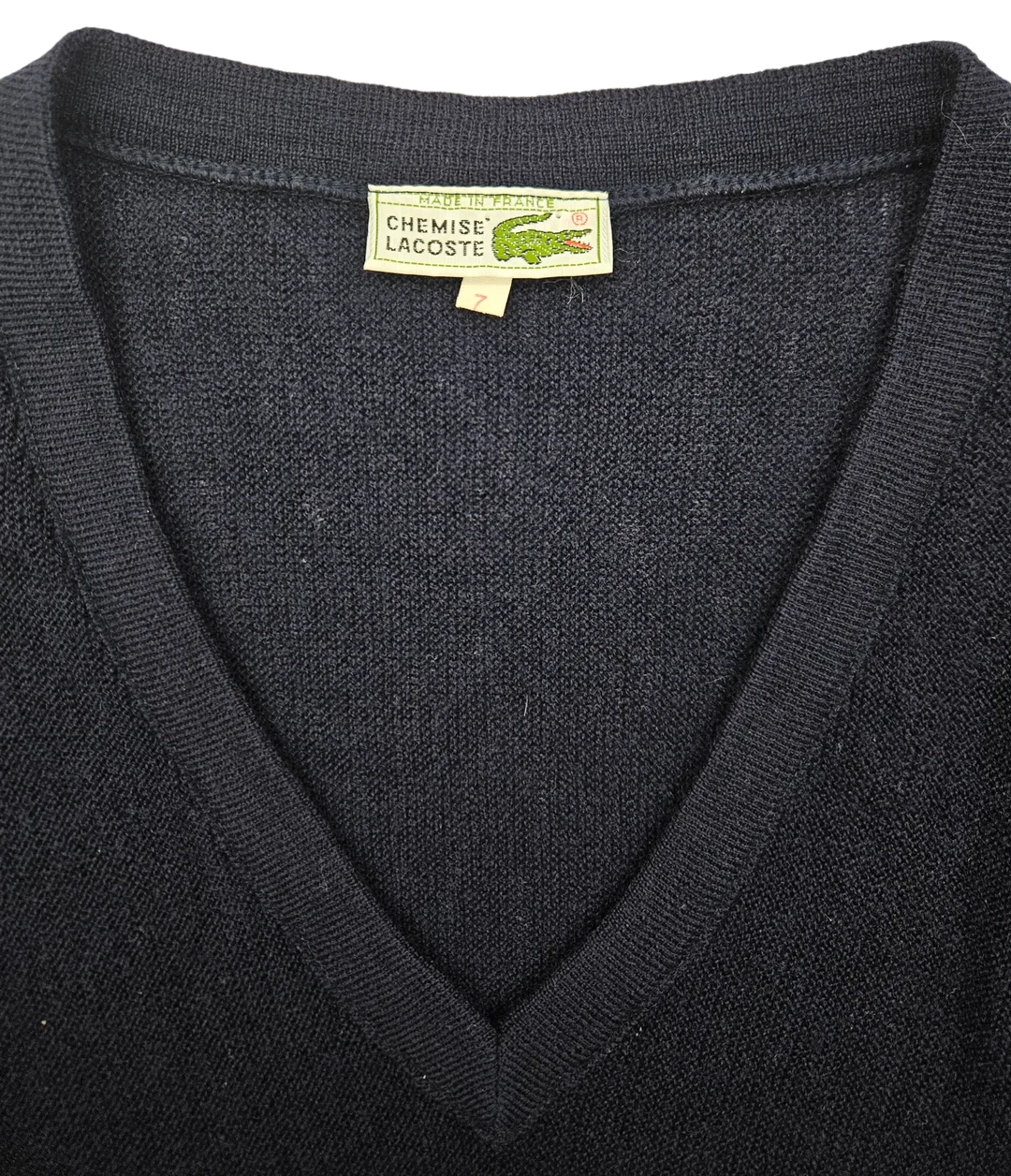 Lacoste Vintage Herren Wollpullover, dunkelblau - Gr. 7 (XXL)  - Made in France – Bild 4