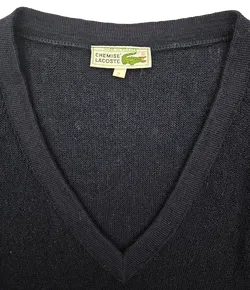Lacoste Vintage Herren Wollpullover, dunkelblau - Gr. 7 (XXL)  - Made in France - Bild 4