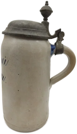 Bierkrug Brauerei Lohmer Steinzeug, Geprägter Zinndeckel 1 L  | Mit Charakterspur - Bild 3