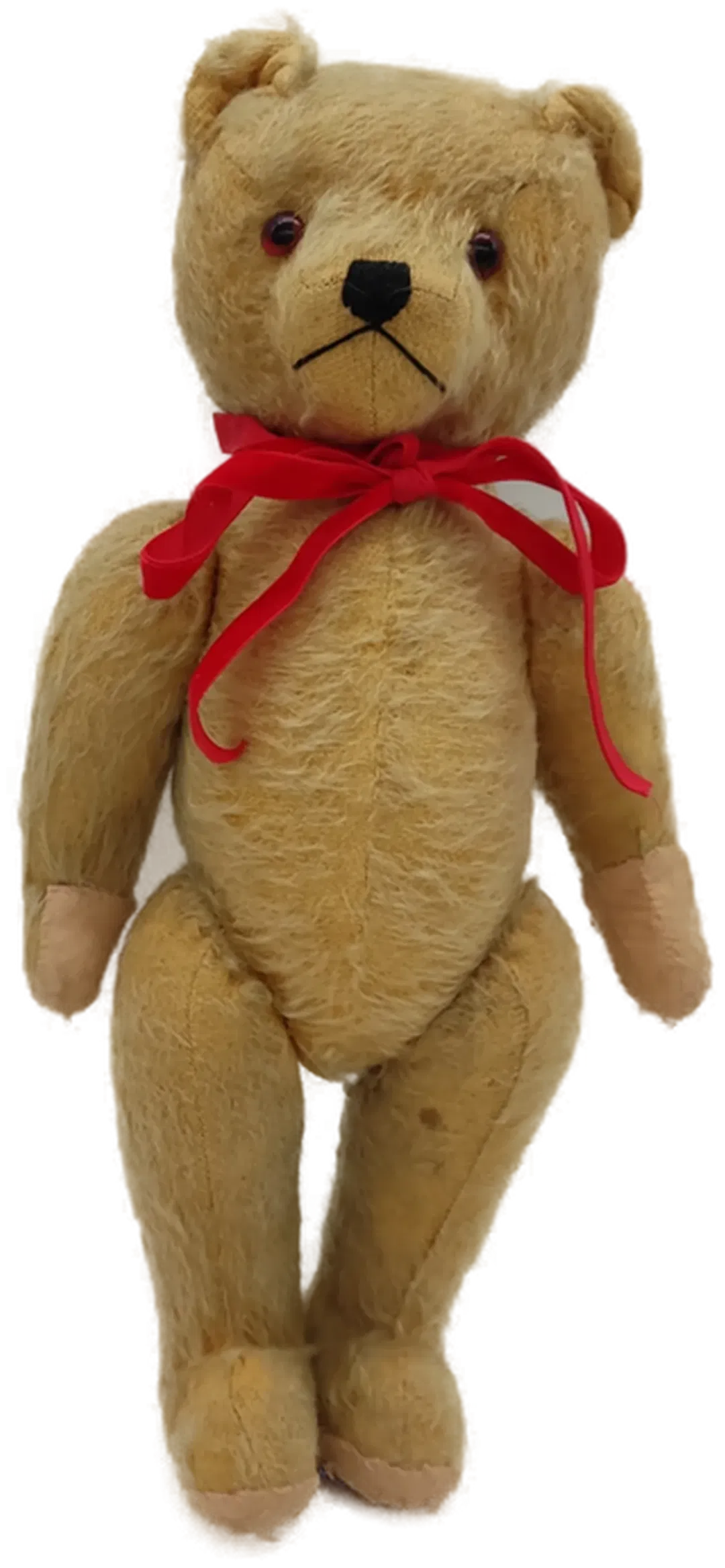 Vintage Teddybär hellbraun mit roter Schleife - Bild 4