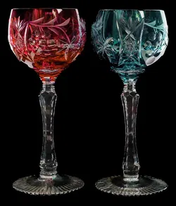 BEYER 2 Stück Weingläser / Römer in pink und blau aus Bleikristall - Bild 3