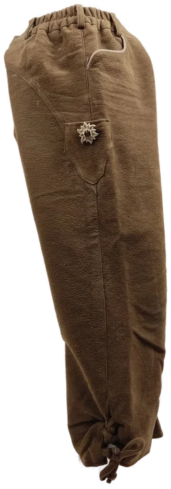 Kinder Trachtenhose "Lederhosenstyle", dreiviertellang mit Gummizugbund, braun mit Knöpfen, Größe 128 – Vorschau 2