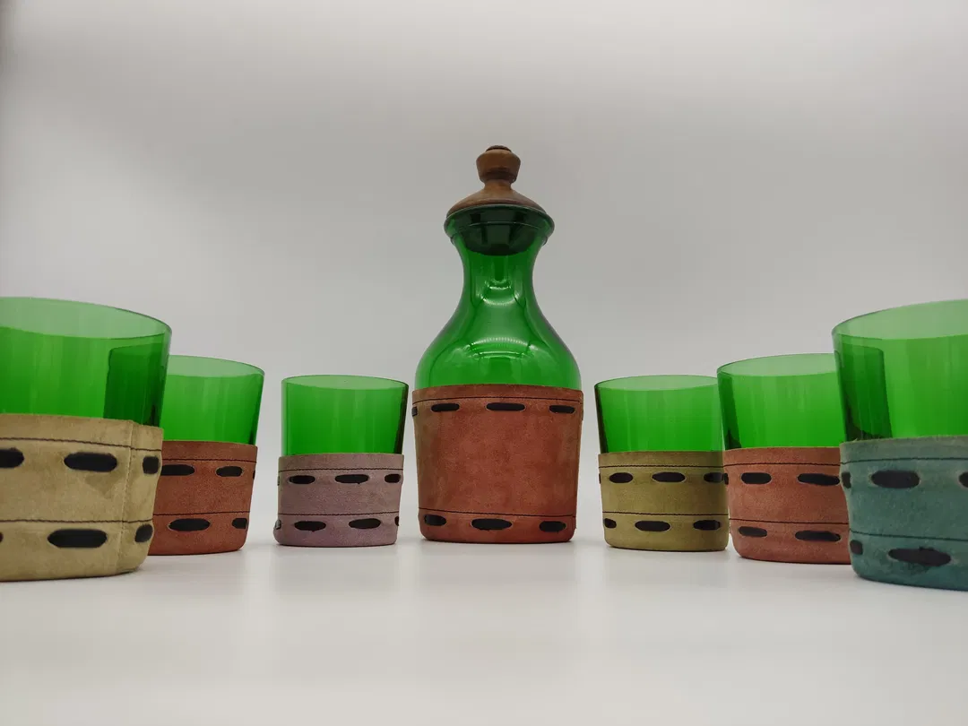 Karaffe und 6x Longdrink Gläser im 70er Jahre Design - Bild 1