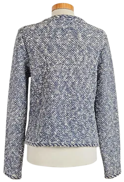 Massimo Dutti Damen Strickjacke, blau/weiß - Gr. M  - Bild 3