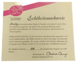 Künstlerpuppe, Christine Orange Porzellanpuppe 