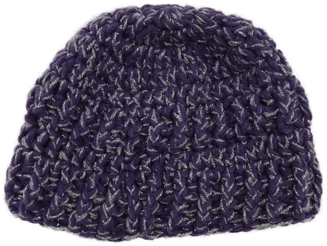 Damenhaube violett mit silbern glänzen Einwebungen - M/L - Bild 4