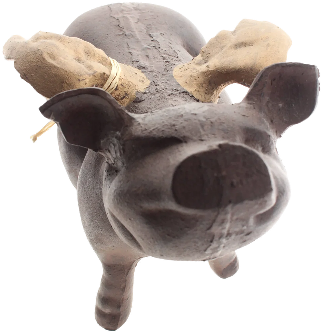 Geflügeltes Schwein – schwere Deko-Skulptur | vermutlich Messing | ca. 29 cm – Bild 2