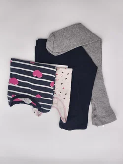 4tlg. Bekleidungsset Mädchen, Gr. 98/104, Langarmshirt, Unterleibchen, Leggins, Strumpfhose