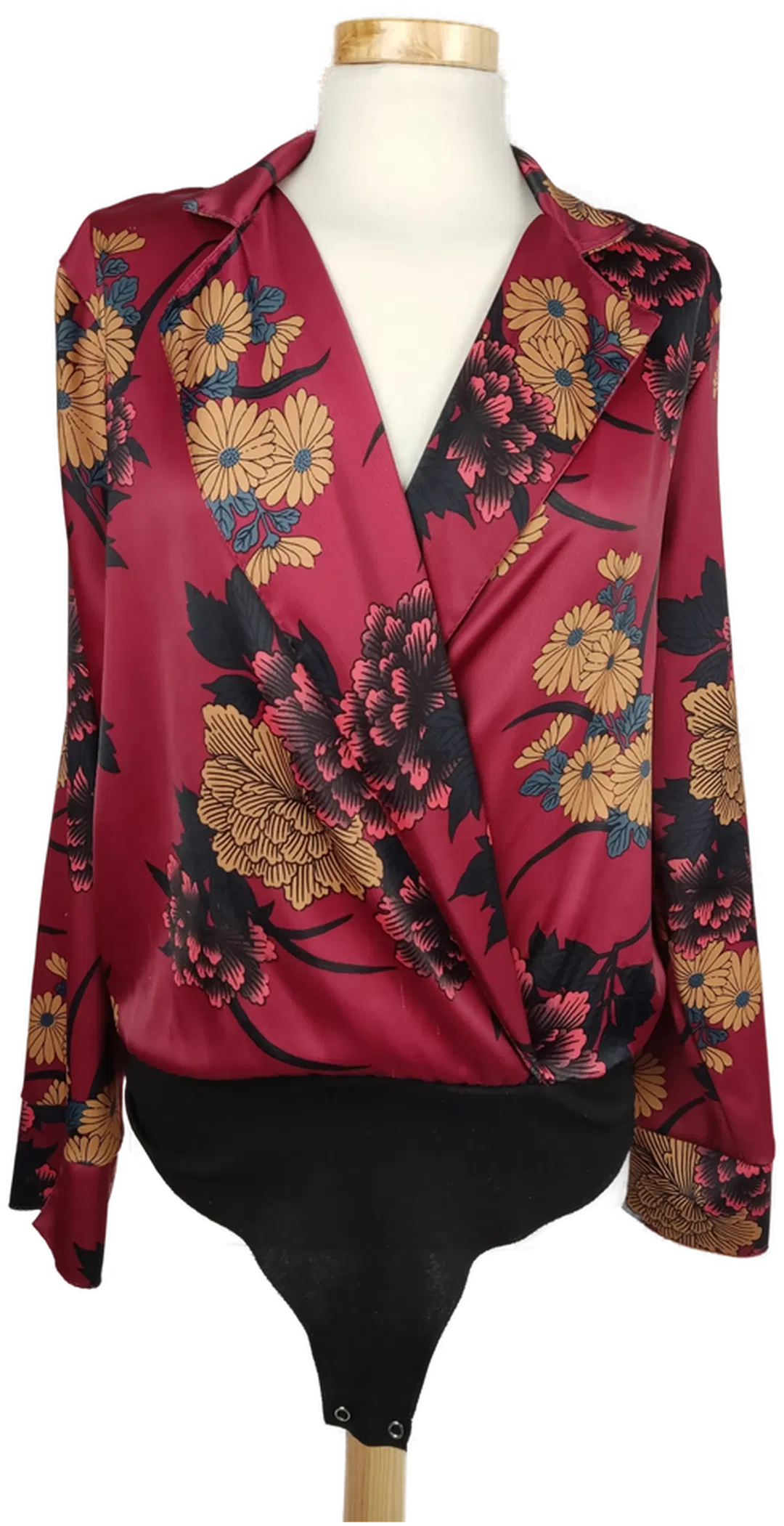 Damen Body weinrot mit großen Blumen - M/38 - Bild 4