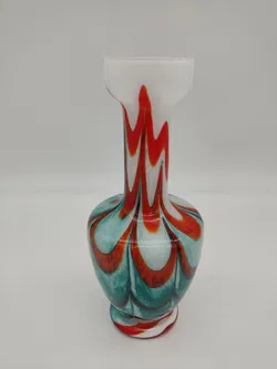 Vintage Opalglas-Vase - weiss/türkis/koralle - Bild 2