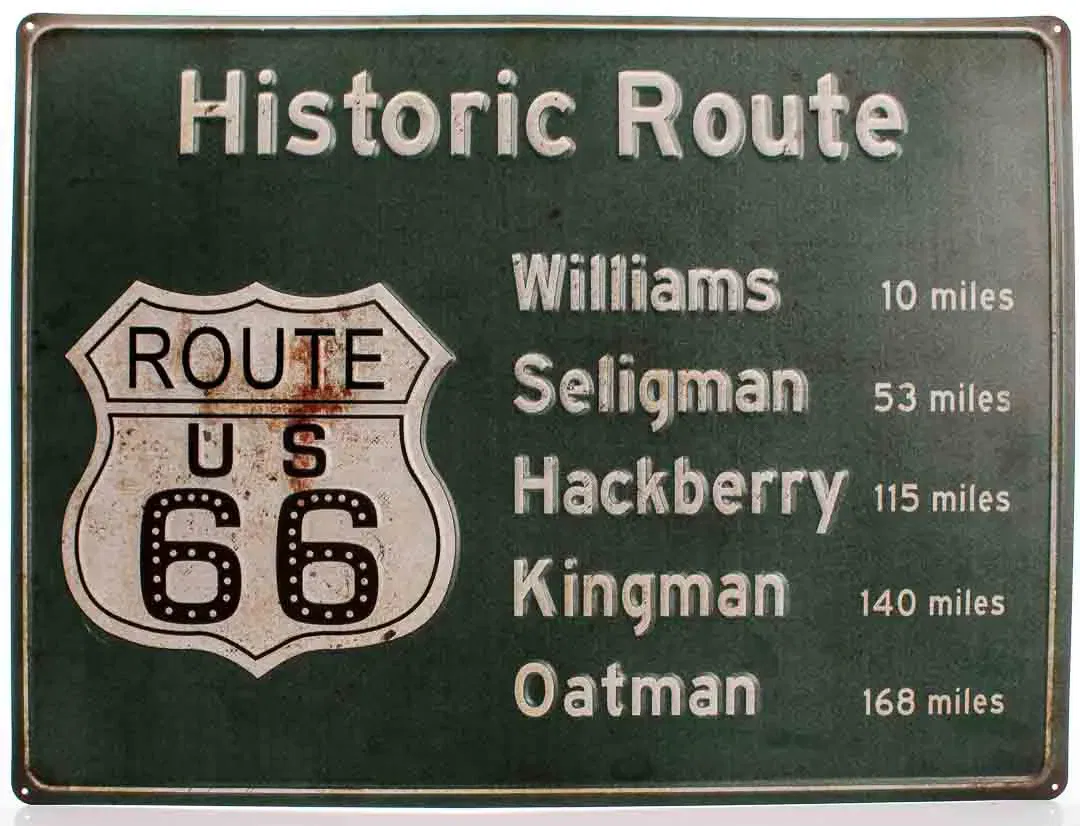 Route 66 Blechschild | Historic Road Sign USA | Vintage Metallschild Deko Retro - Bild 4