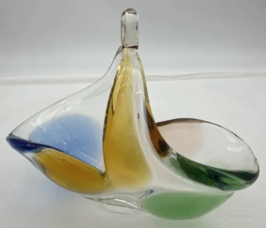 Mehrfarbige Glaskorbschale Vintage – Bild 2