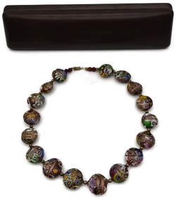 Halskette mit Millefiori-Perlen aus Muranoglas - Bild 1