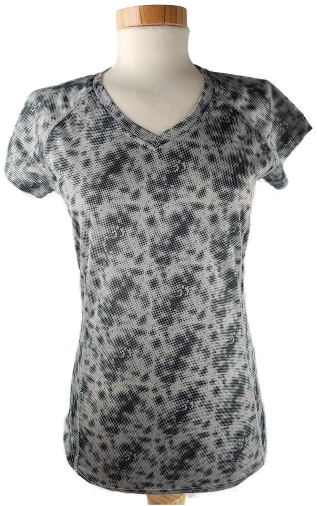 Funktionsshirt 'crivit - sports', kurzarm mit V-Ausschnitt, hellgrau/dunkelgrau gemustert, Größe S 36/38 - Bild 1