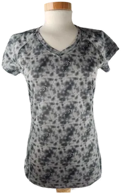 Funktionsshirt 'crivit - sports', kurzarm mit V-Ausschnitt, hellgrau/dunkelgrau gemustert, Größe S 36/38 - Bild 1